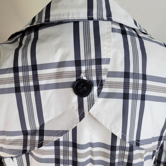 Womans Weather Tamer Short Trench Coat Black/gray/white Size Small - Picture 7 of 15